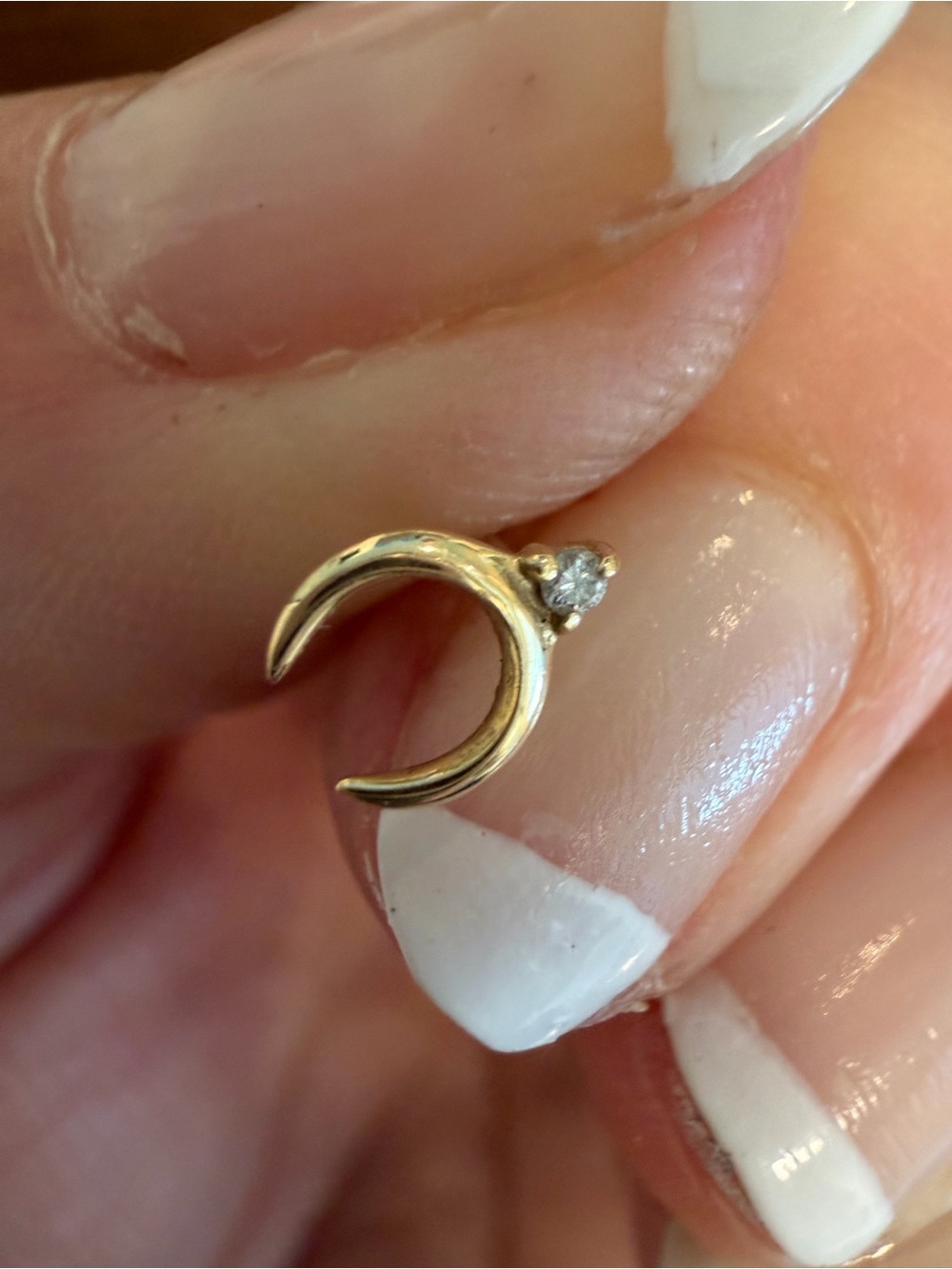 Embark brand Gloria polished open crescent moon arc studs. Diamond. Very sparkly